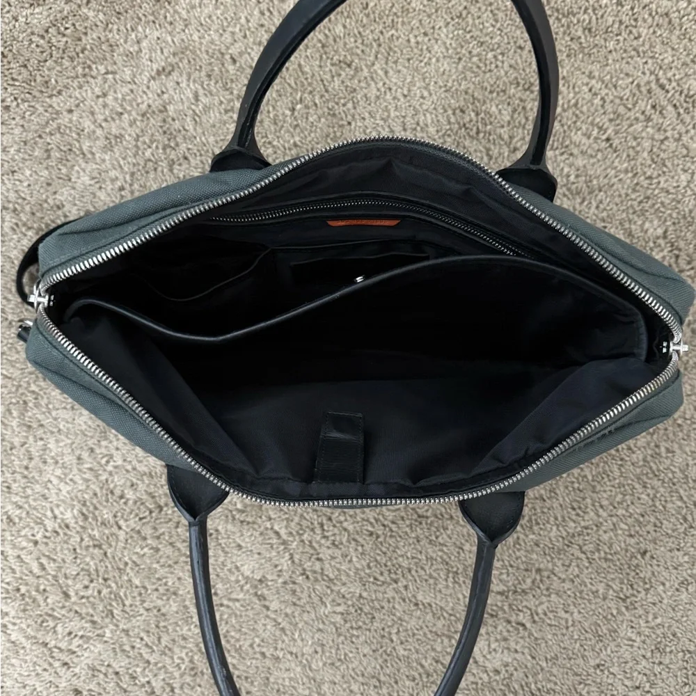 Shinola Grey/Black Canvas LeatherMessenger Laptop Bag Briefcase